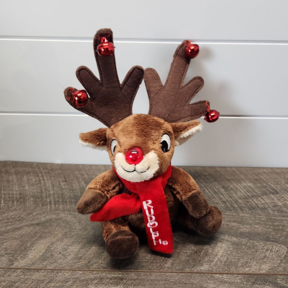 Rudolph Animated Musical Plush Light Up Nose Jingle Bells Christmas Dan Dee